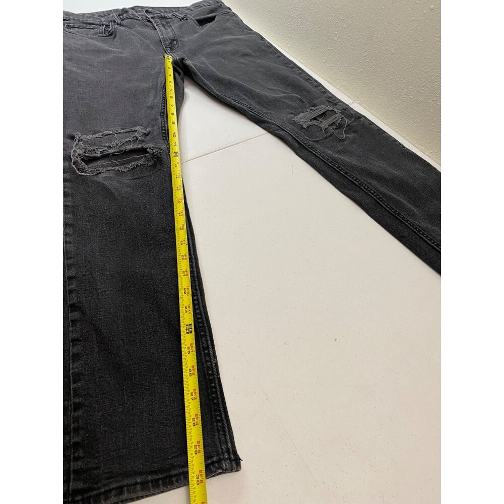 Old Navy Slim BuiltIn Flex Jeans Mens 34x32 Washed Black Distressed Ripped Knees - Picture 11 of 13